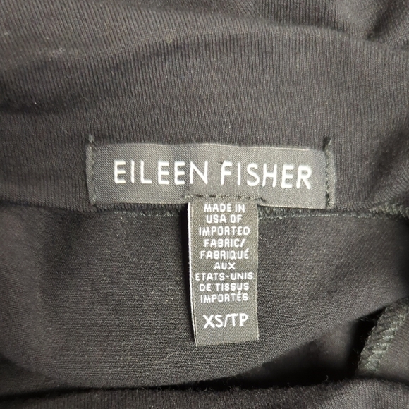 Eileen Fisher Mock Neck Jersey Knit Tunic Dress Black XS minimalist preppy - Picture 4 of 5